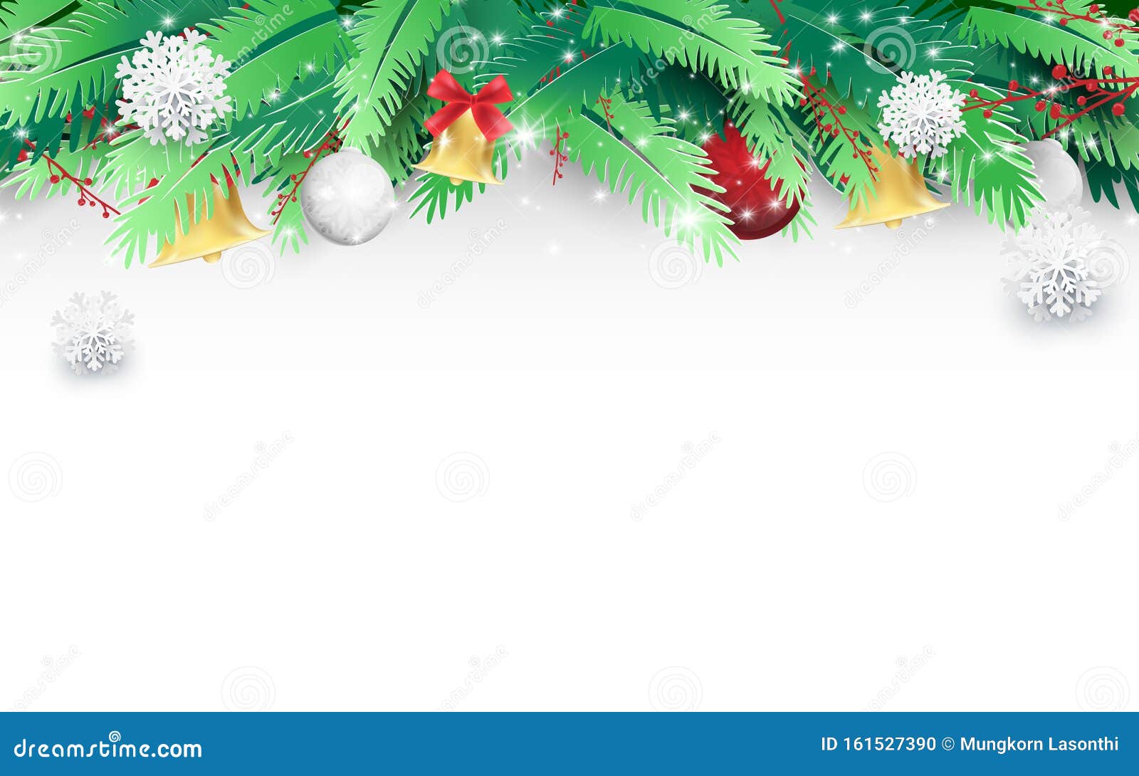 Christmas Tree Branches and Ornaments. Christmas Banner, Posters ...