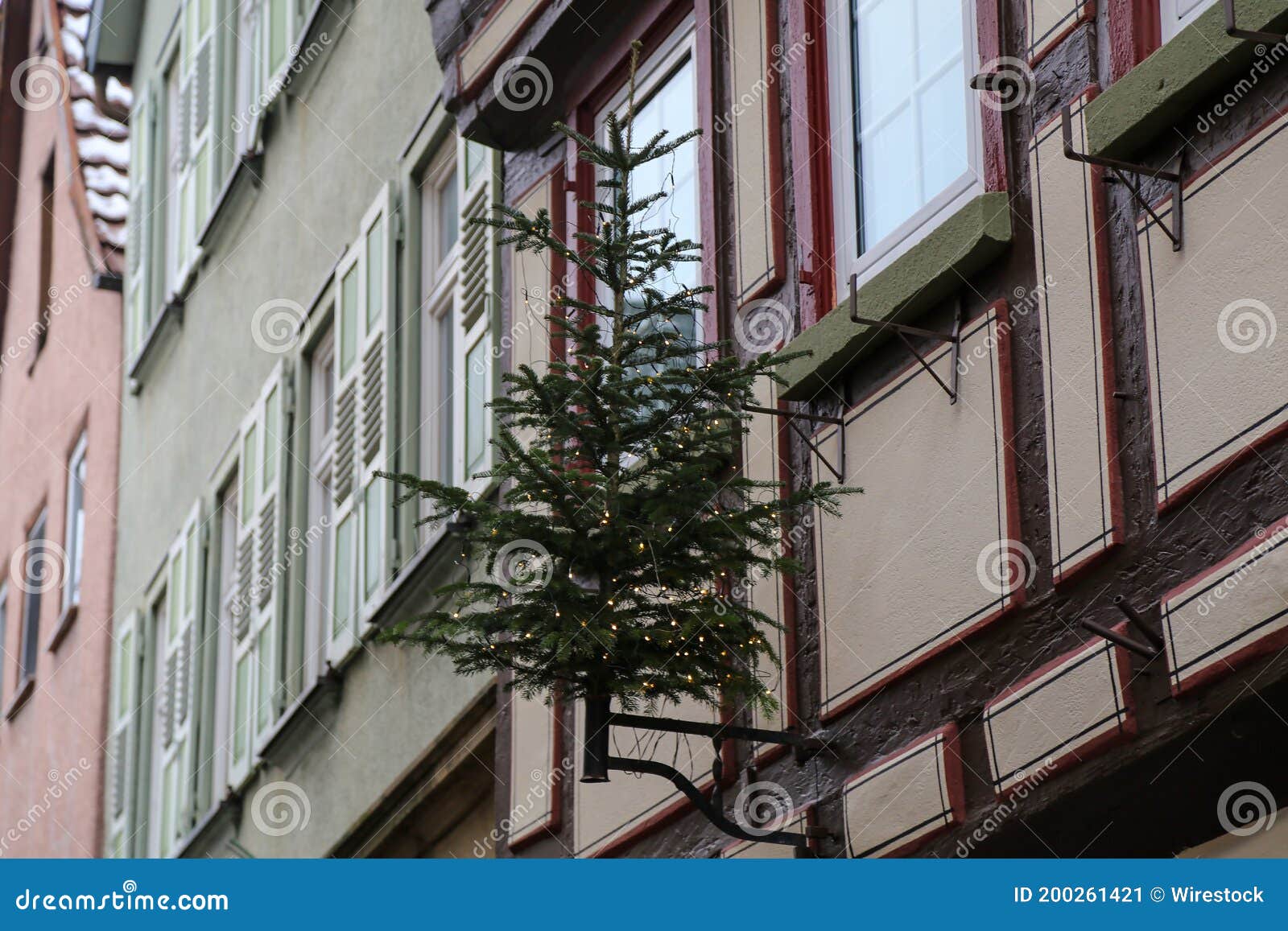 Christmas Tree on a Building Stock Image Image of holidays, december