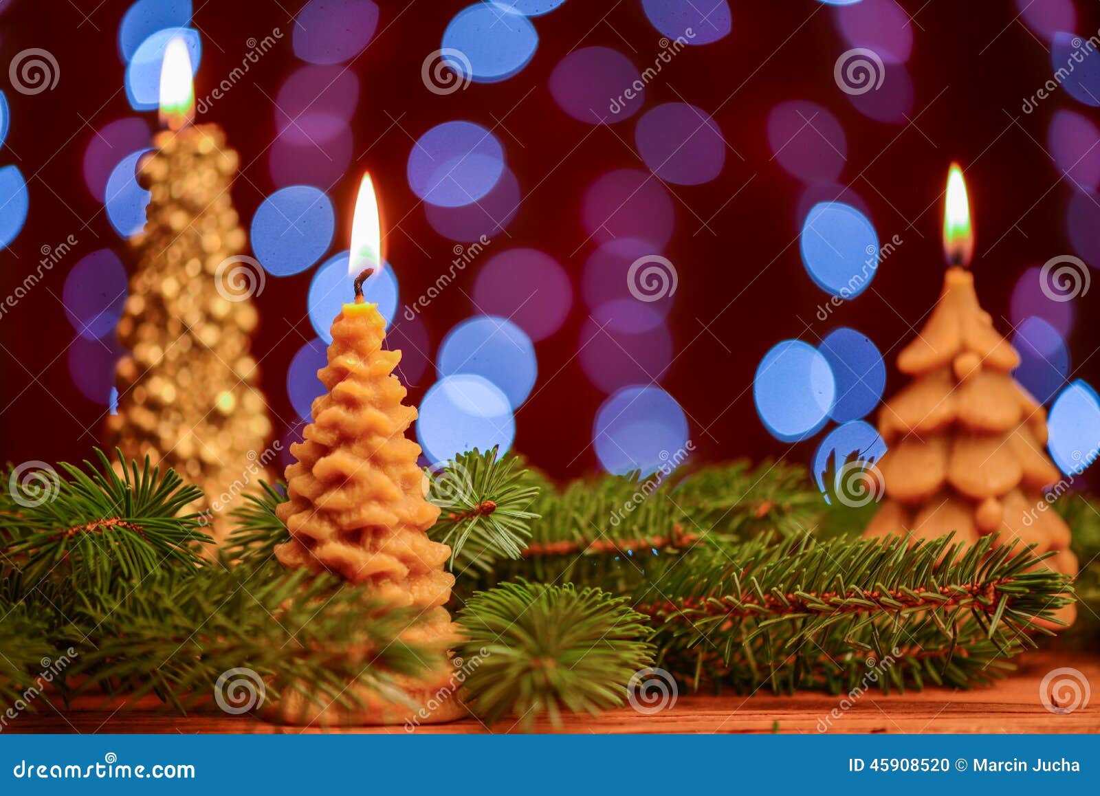 Christmas Tree Candle Flame on Blur Background Stock Photo Image of