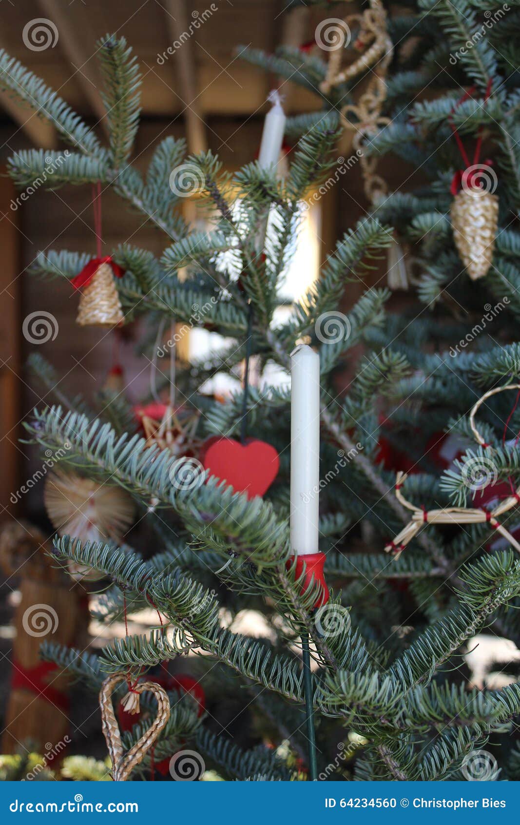 Christmas Tree Candle stock photo. Image of oldfashioned 64234560