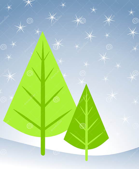 Christmas Tree Card Scene stock illustration. Illustration of clipart 3528945