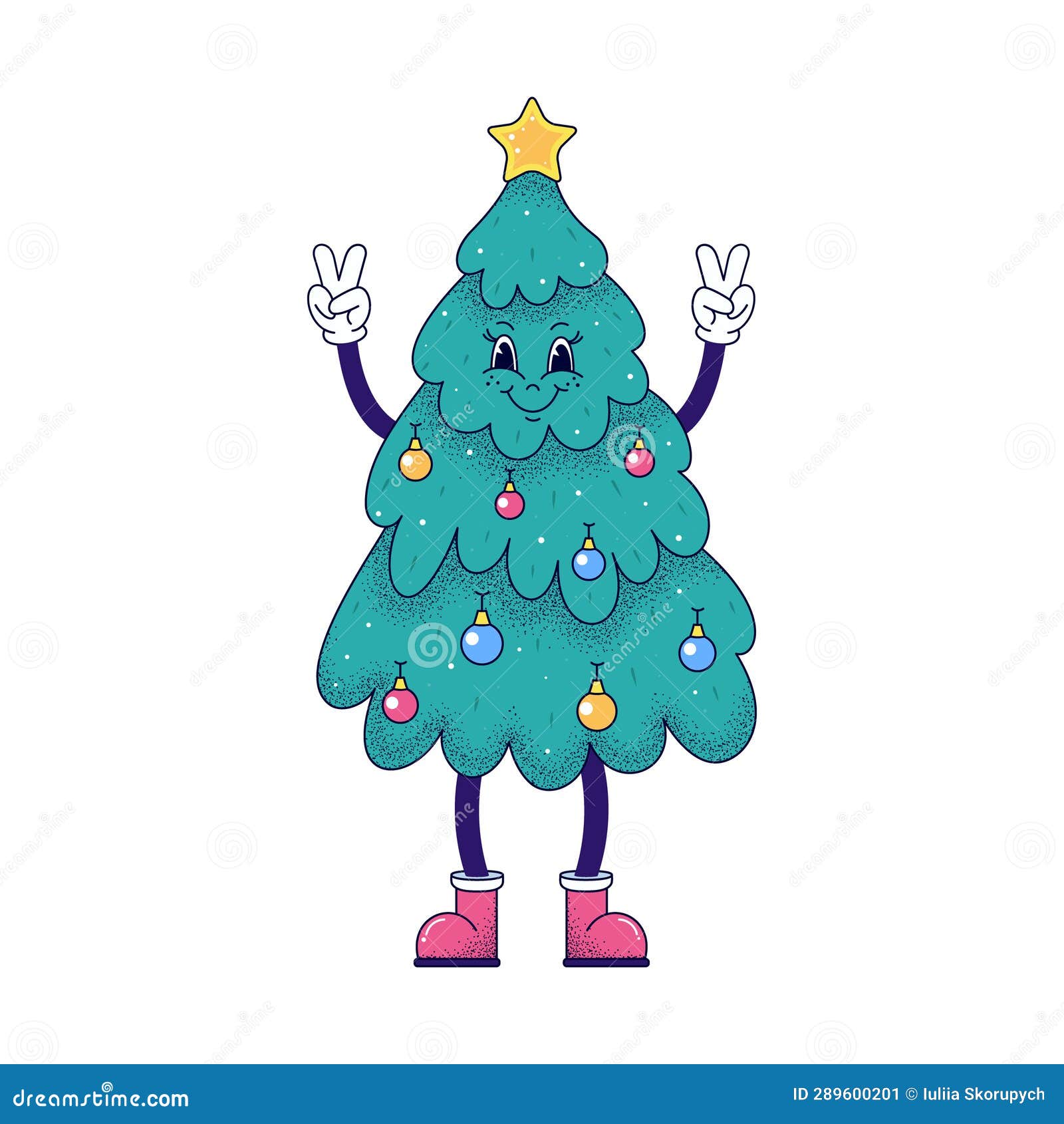 Christmas Tree in Cartoon Style Stock Illustration Illustration of