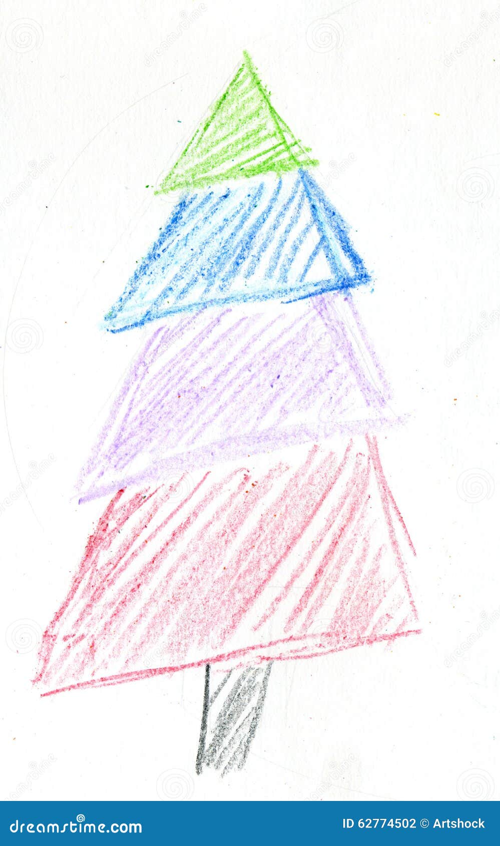 Christmas Tree Chalk Drawing Stock Illustration Illustration of