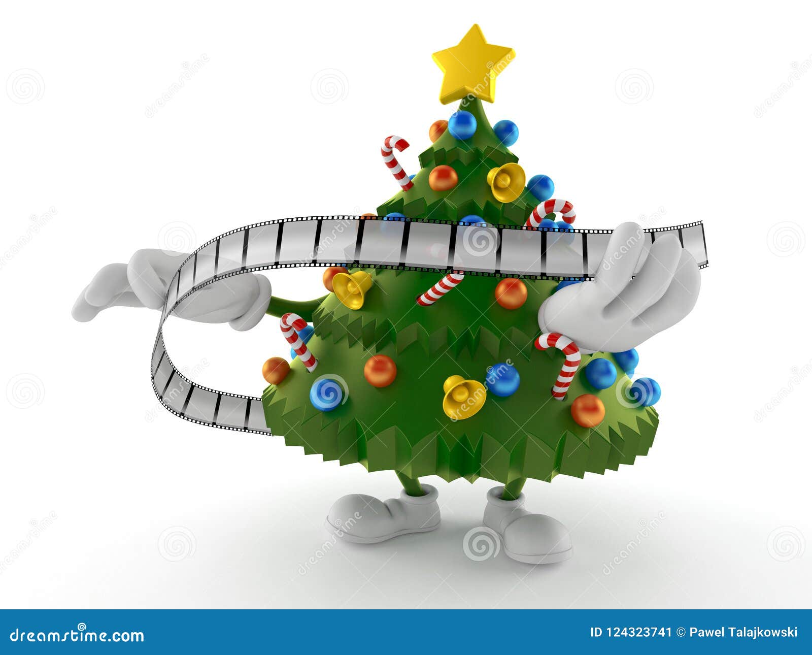 Download Christmas Tree Character Holding Strip Stock Illustration Illustration of background cinematography