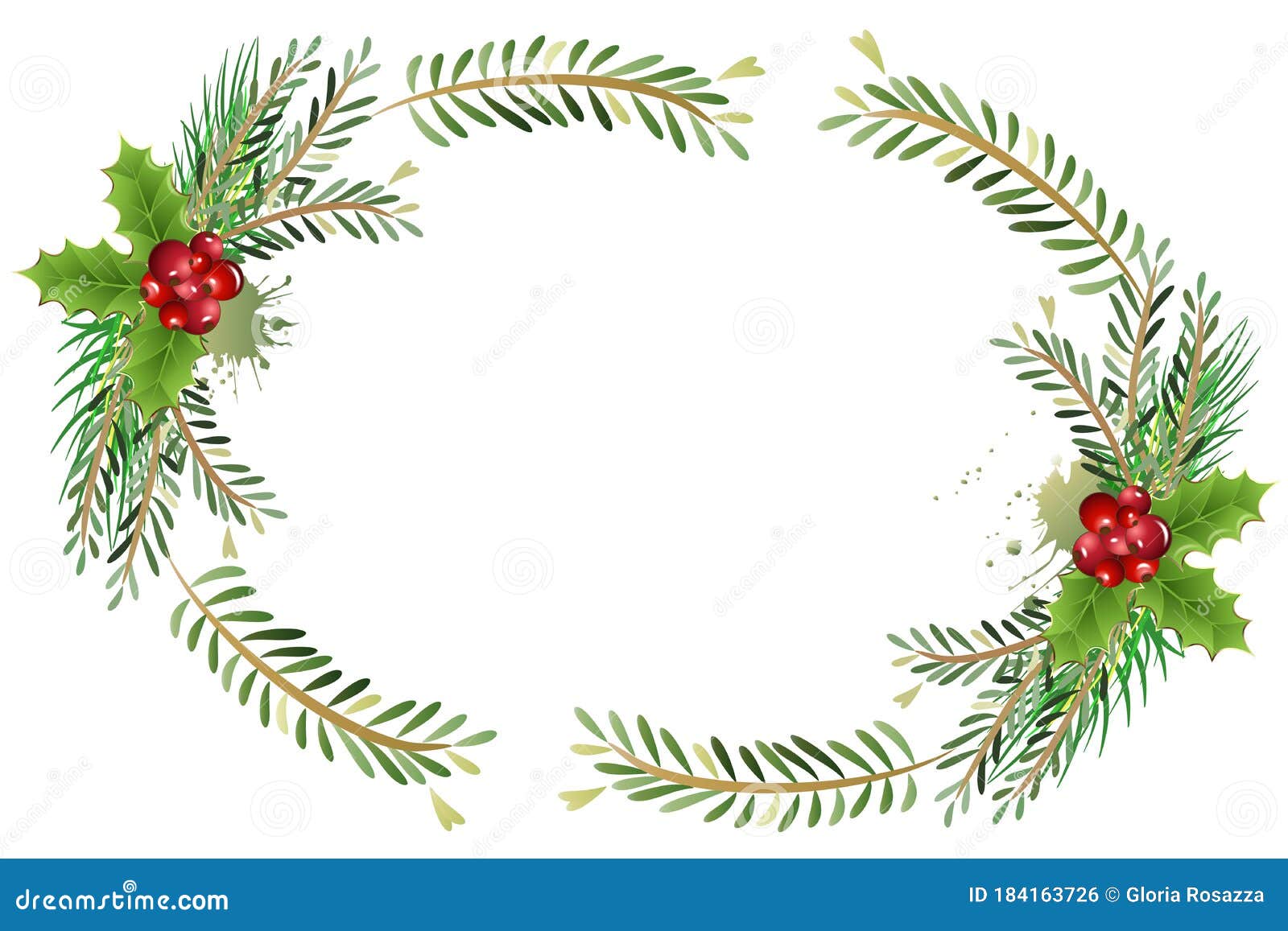 Christmas Tree Cherries Frame Vector Stock Vector - Illustration of ...