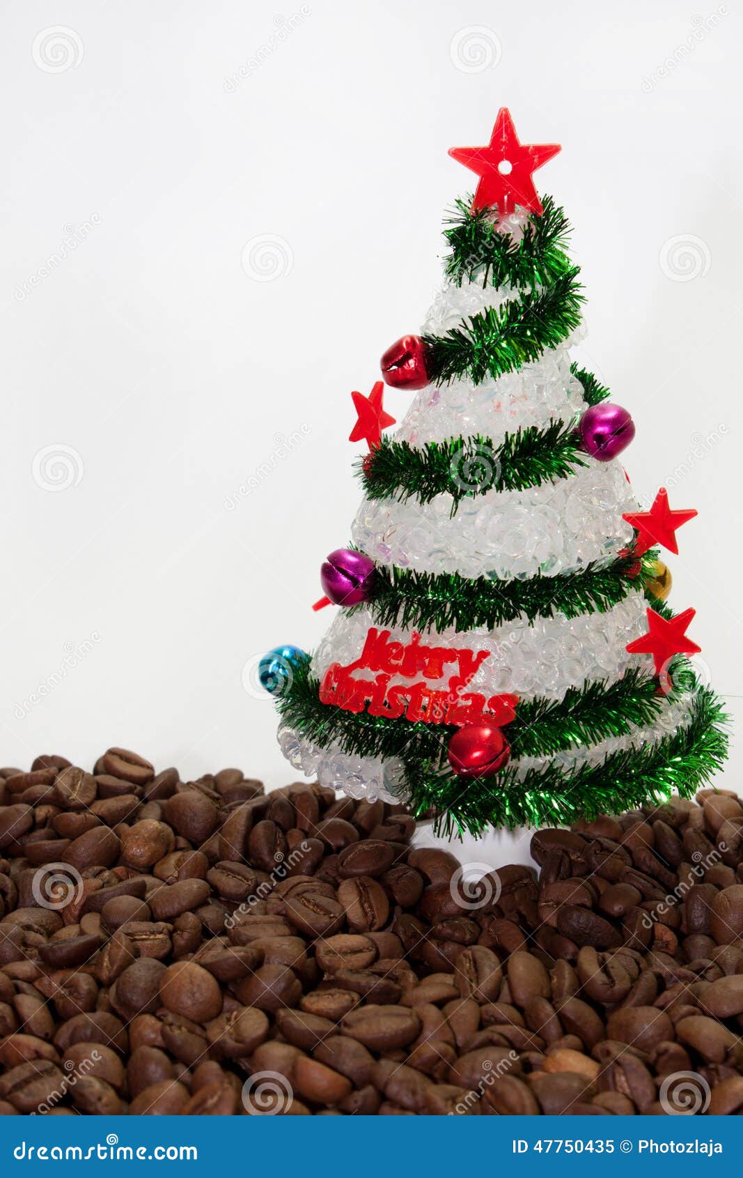 Christmas Tree on the Coffee Beans Stock Image - Image of drink