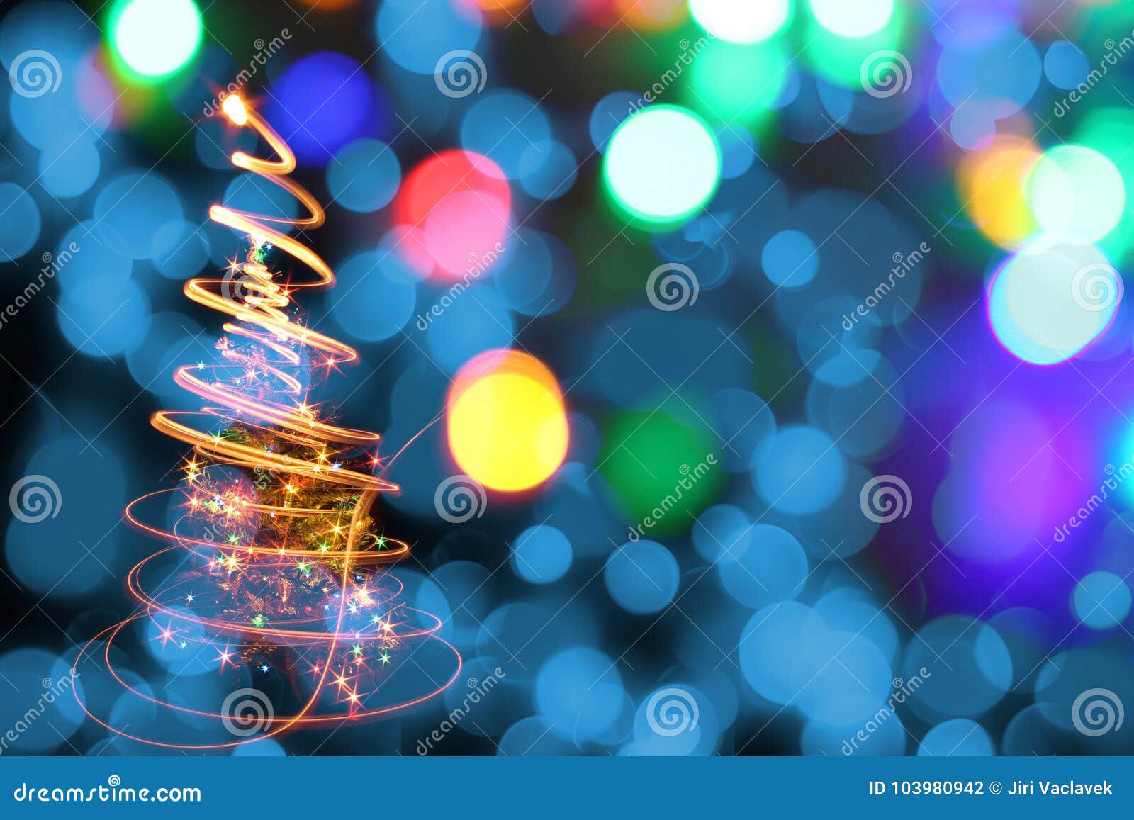 Christmas Tree from the Color Lights Stock Photo Image of decoration