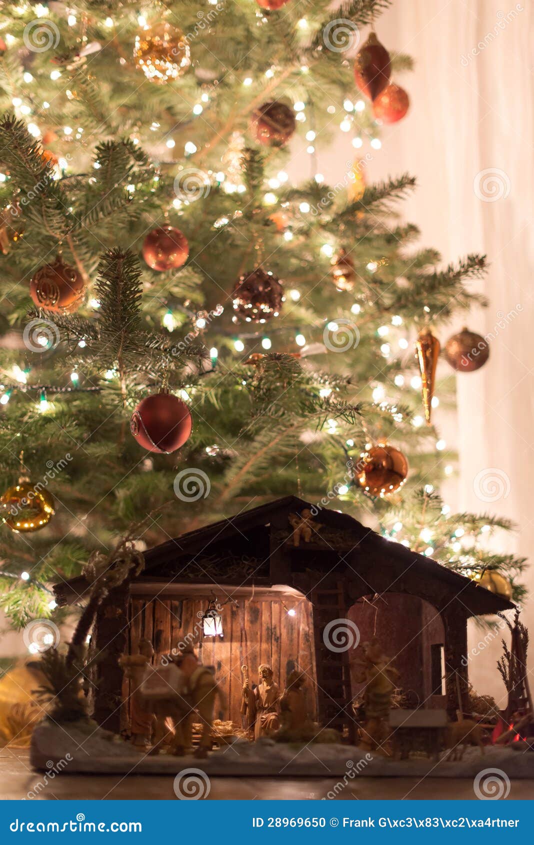 Christmas Tree with Crib stock photo. Image of ancient 28969650