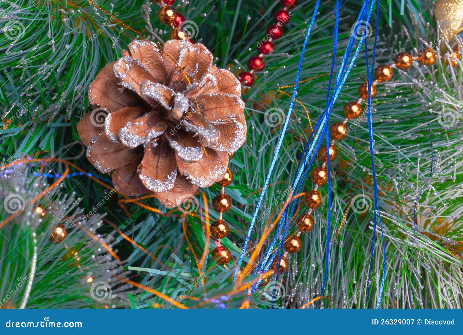 Christmas Tree Decorated with Bright Tinsel Stock Image Image of