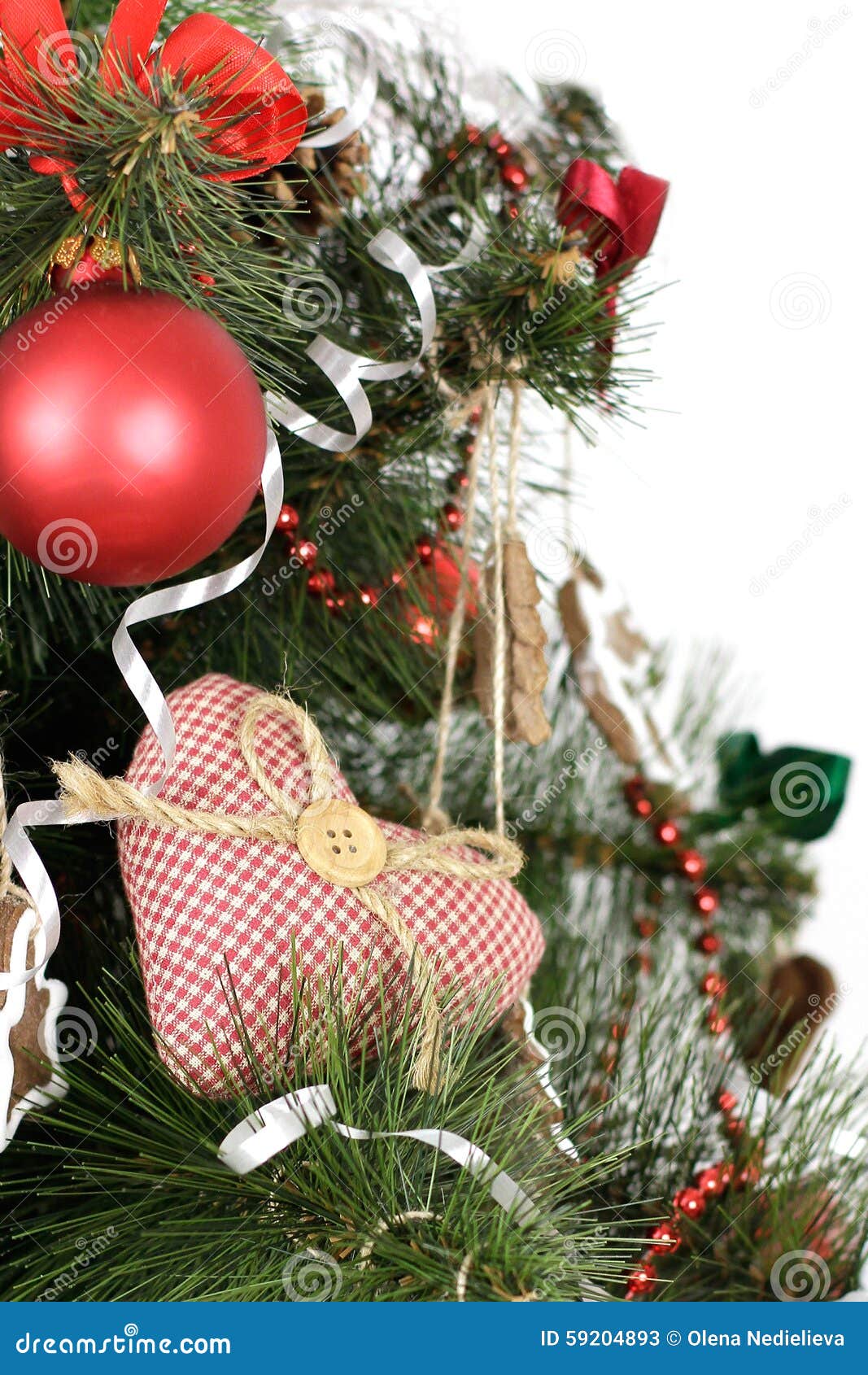 Christmas Tree Decorated with Homemade Heart Stock Image - Image of ...