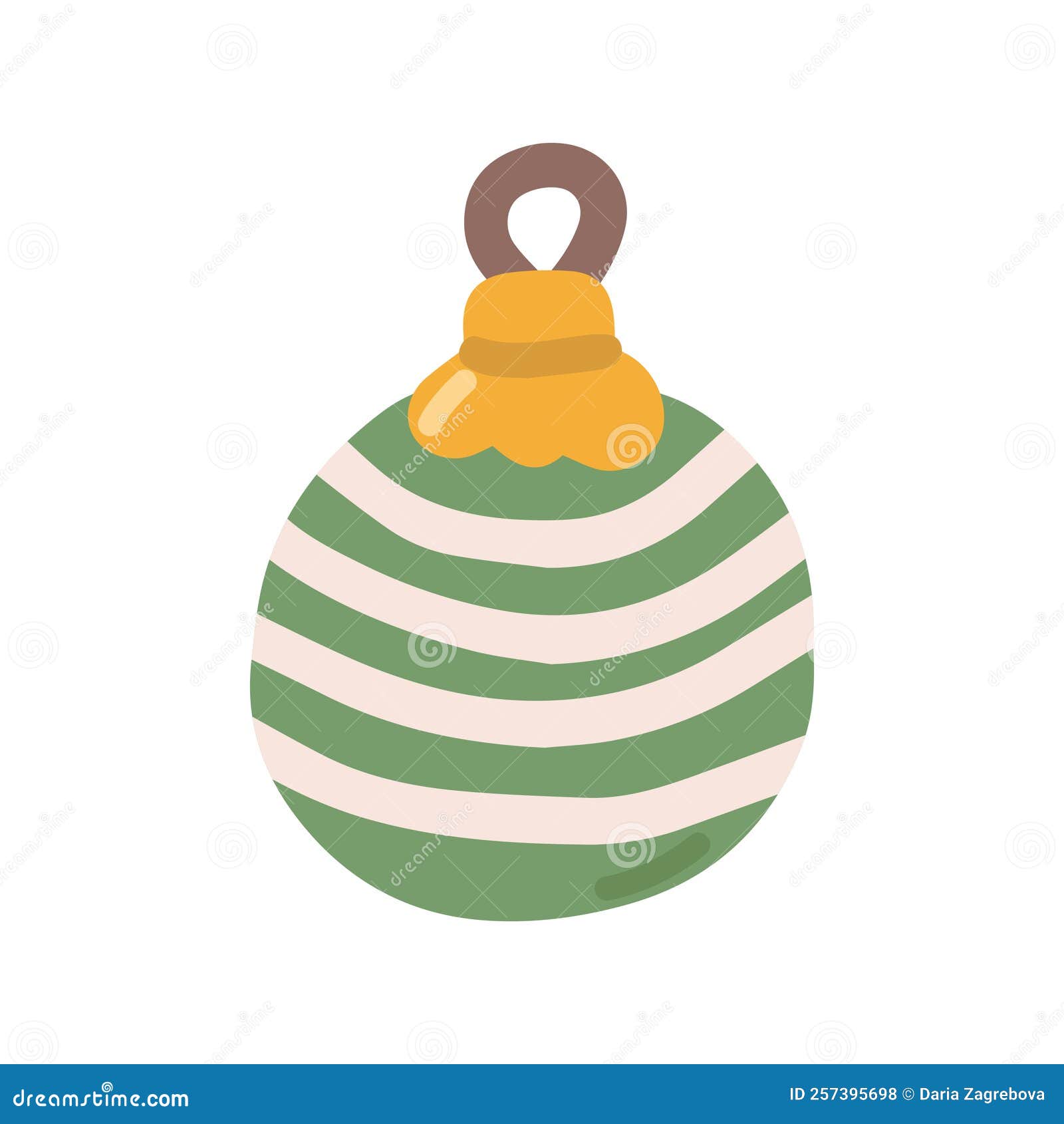 Christmas Tree Decoration in the Form of Ball, Vector Flat Illustration