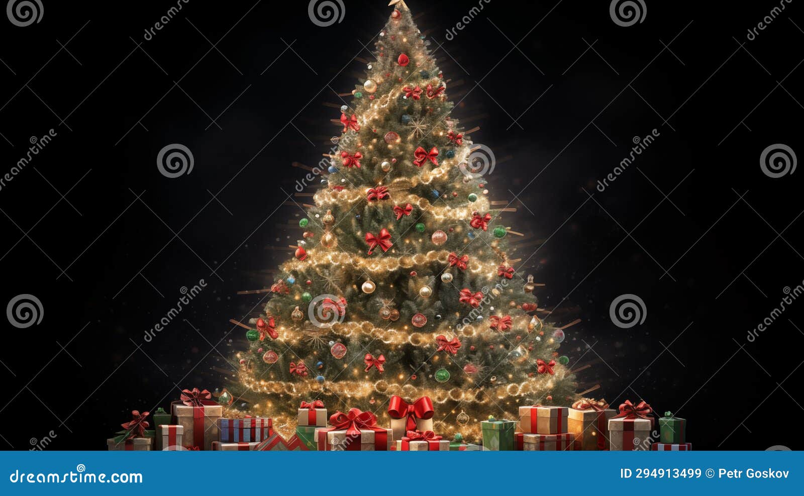 Christmas Tree Dark Background Stock Image Image of town, holiday