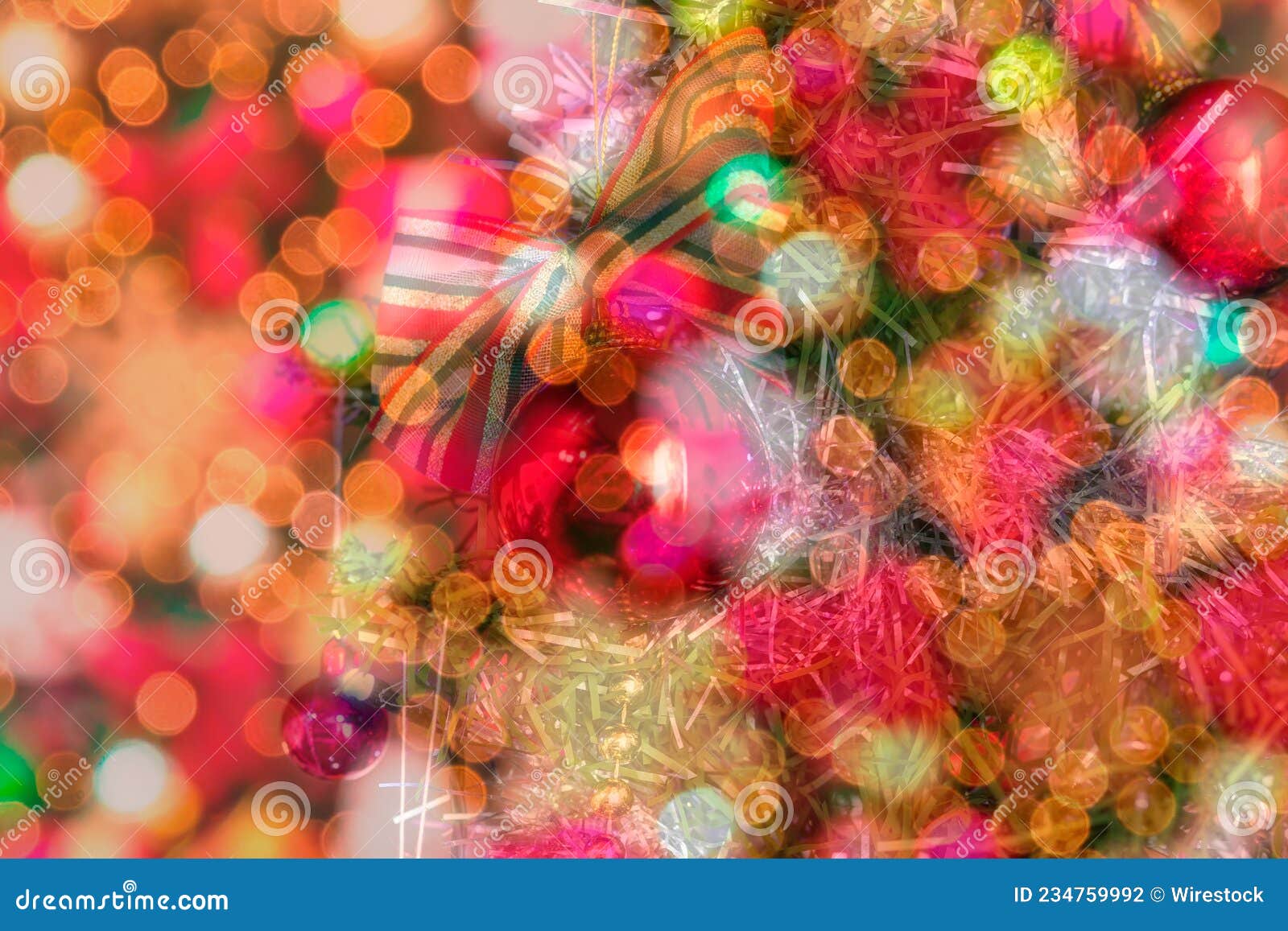 Christmas Tree Decorations with Bokeh Lights Stock Photo Image of