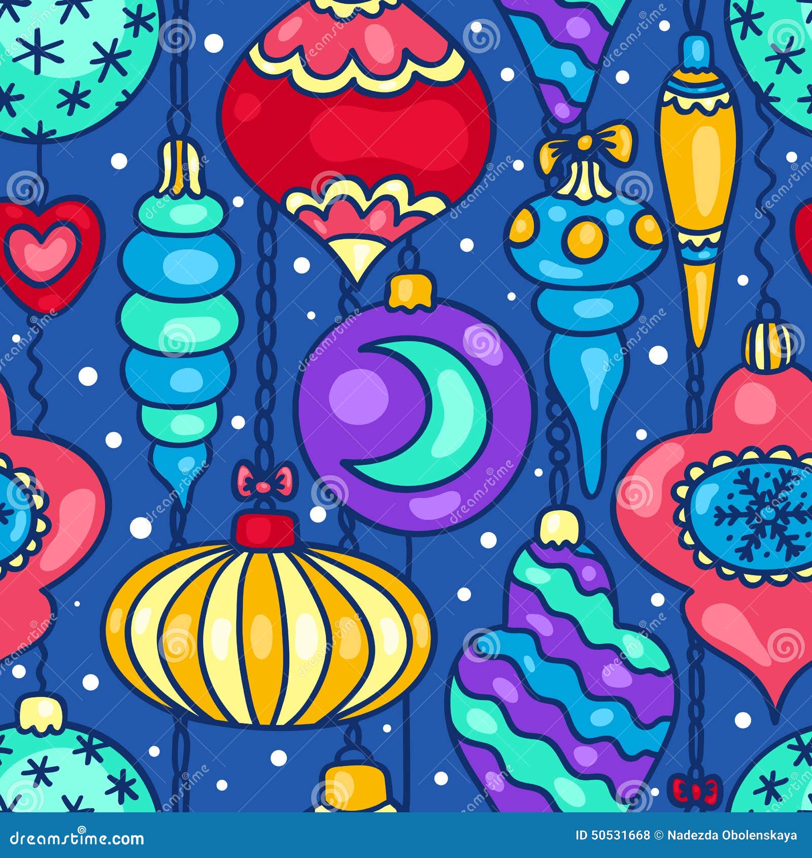 Christmas Tree Decorations Cartoon Seamless Pattern Stock Vector Illustration of shiny, design