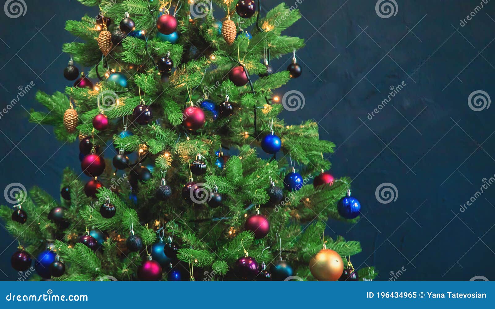 Christmas Tree with Decorations and Gifts. Selective Focus Stock Image