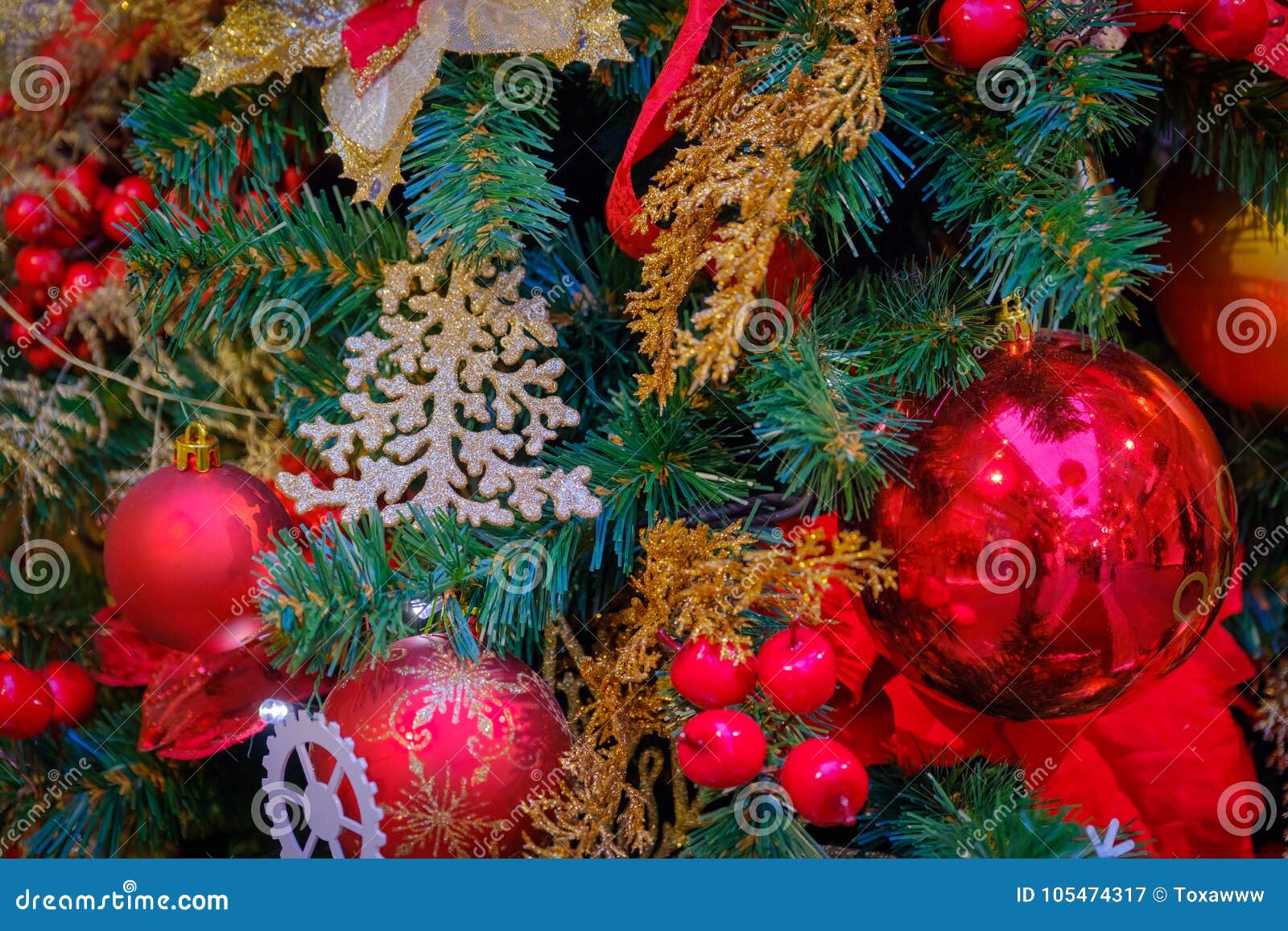 Christmas Tree Decorations Macro Stock Image - Image of december, gift ...
