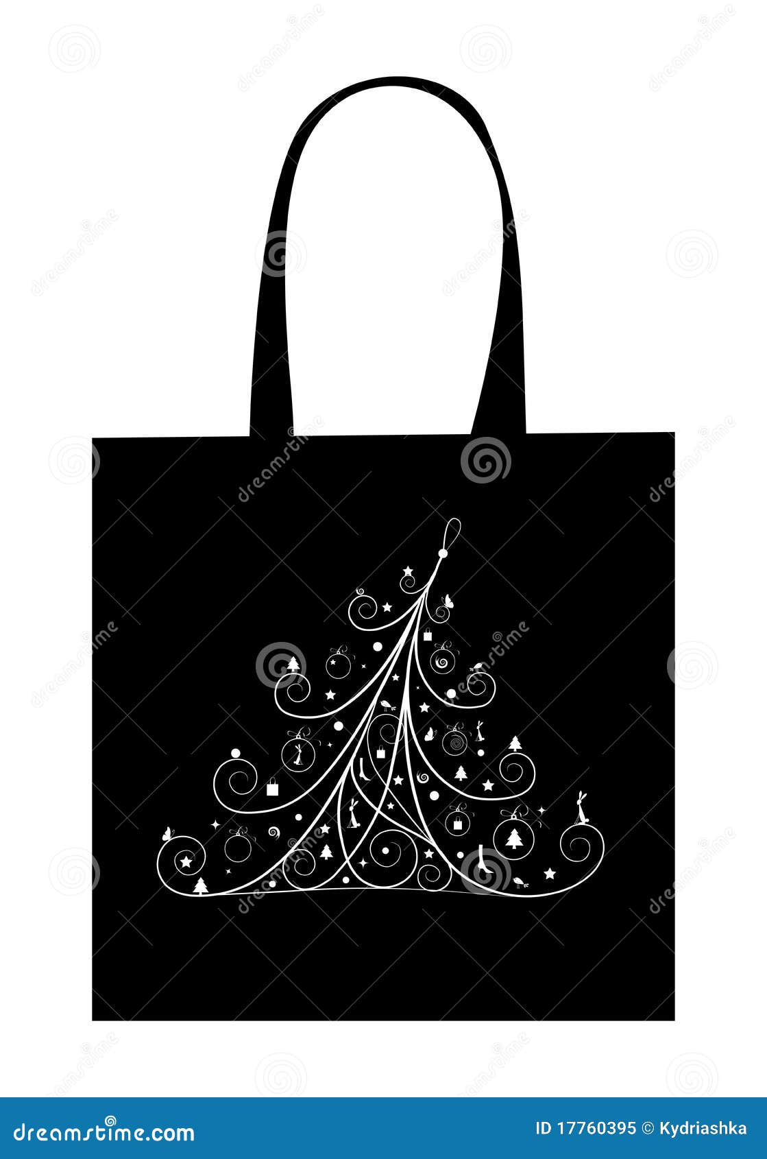 Christmas Tree, Design of Shopping Bag Stock Vector Illustration of