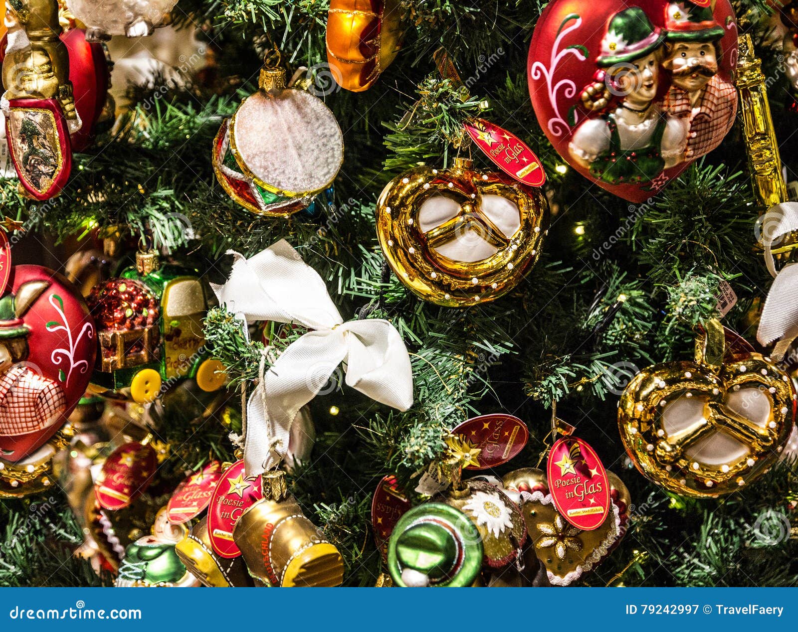 Christmas Tree Details in Bavarian Christmas Shop, Germany Editorial ...