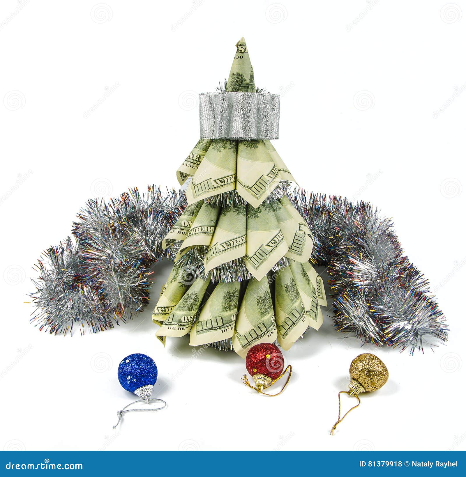 Christmas tree by dollars stock photo. Image of pine 81379918