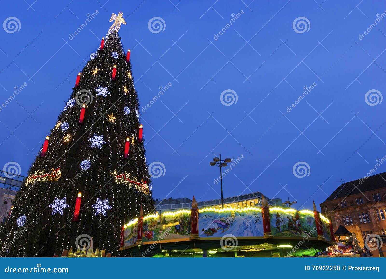 Christmas Tree in Dortmund in Germany Stock Photo Image of dusk
