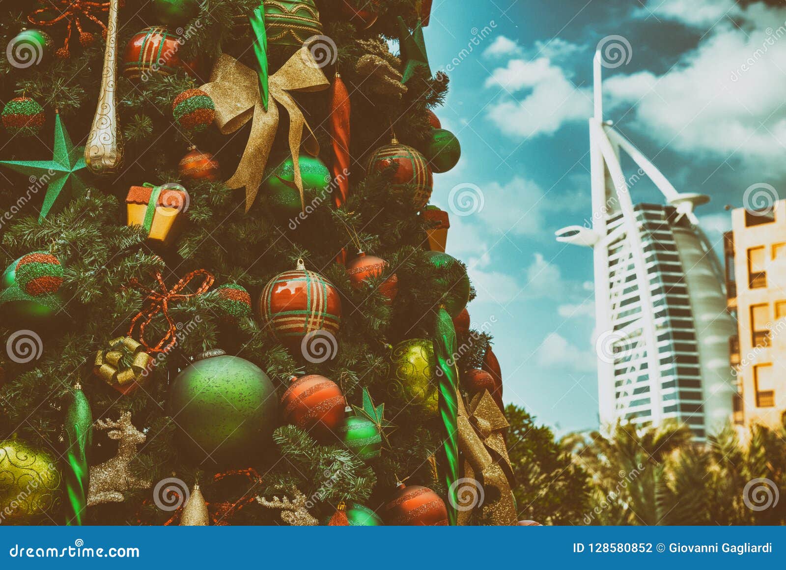 Christmas Tree in Dubai, Holiday Concept Stock Photo Image of beauty