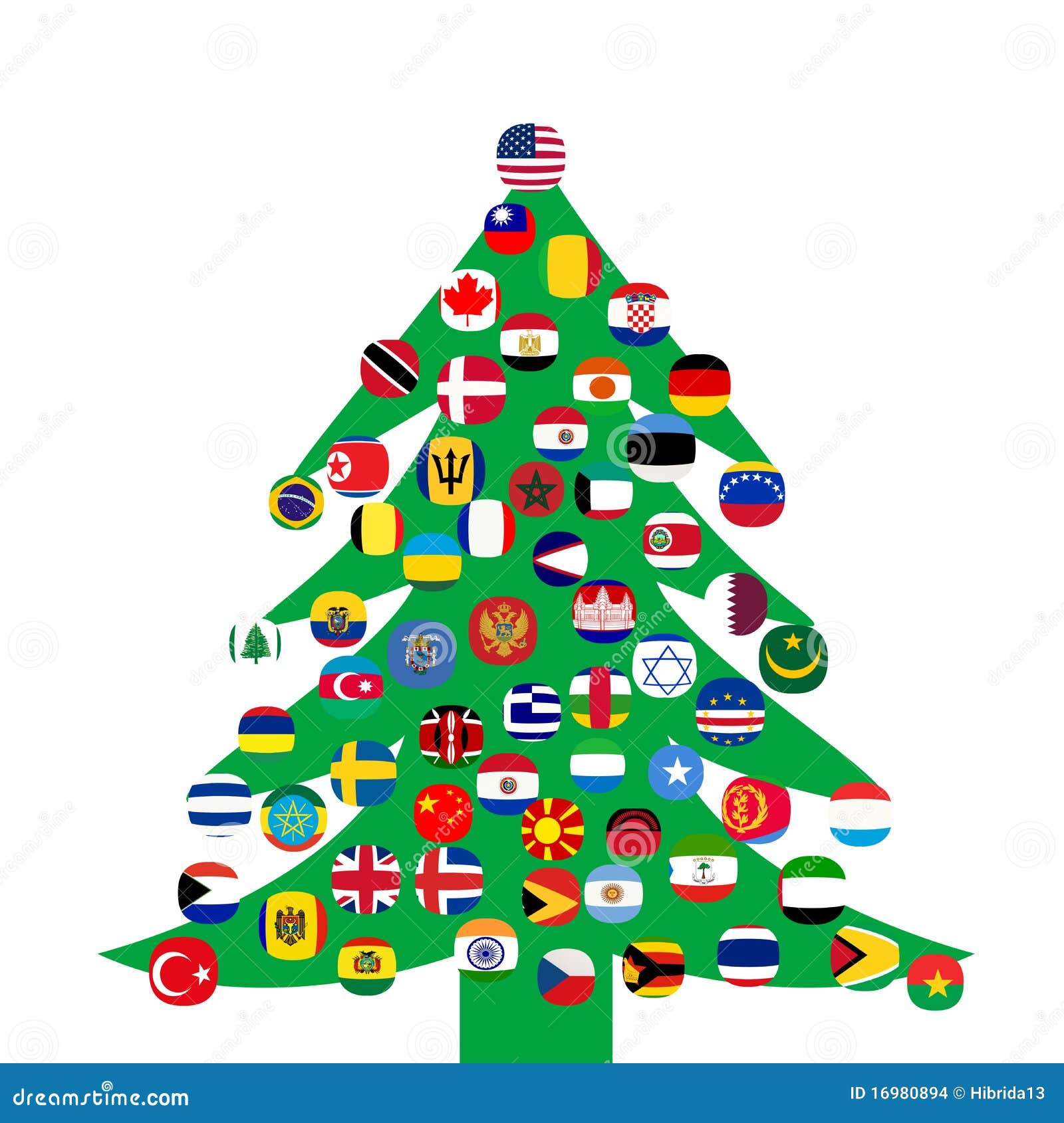 Christmas tree with flags stock illustration. Illustration of national