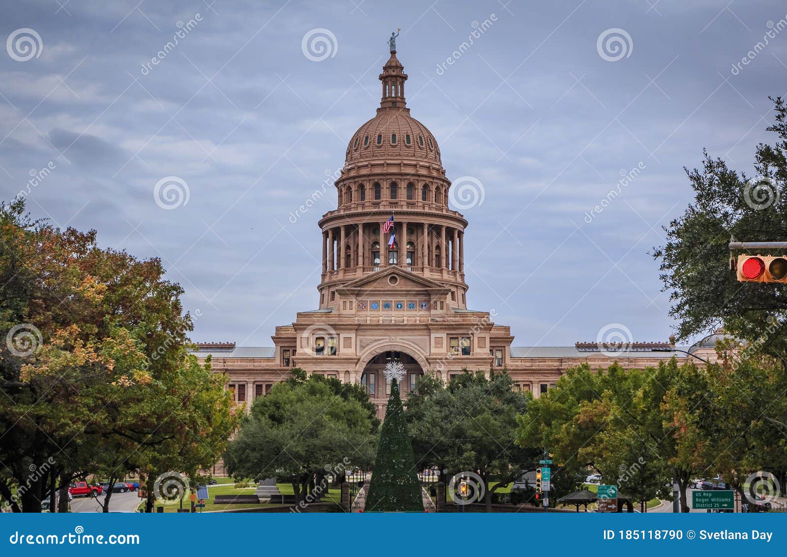 Christmas Tree in Front of the Texas State Capitol Building in Austin