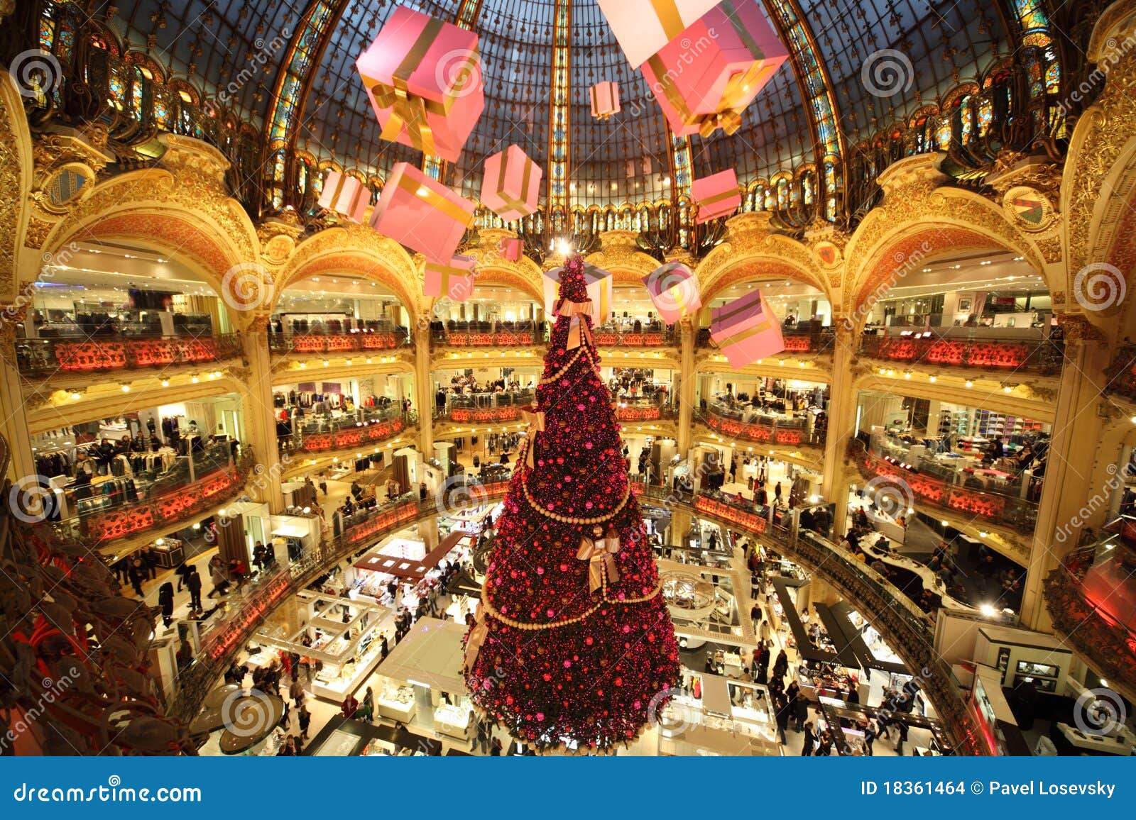 The Christmas Tree At Galeries Lafayette Editorial Stock 