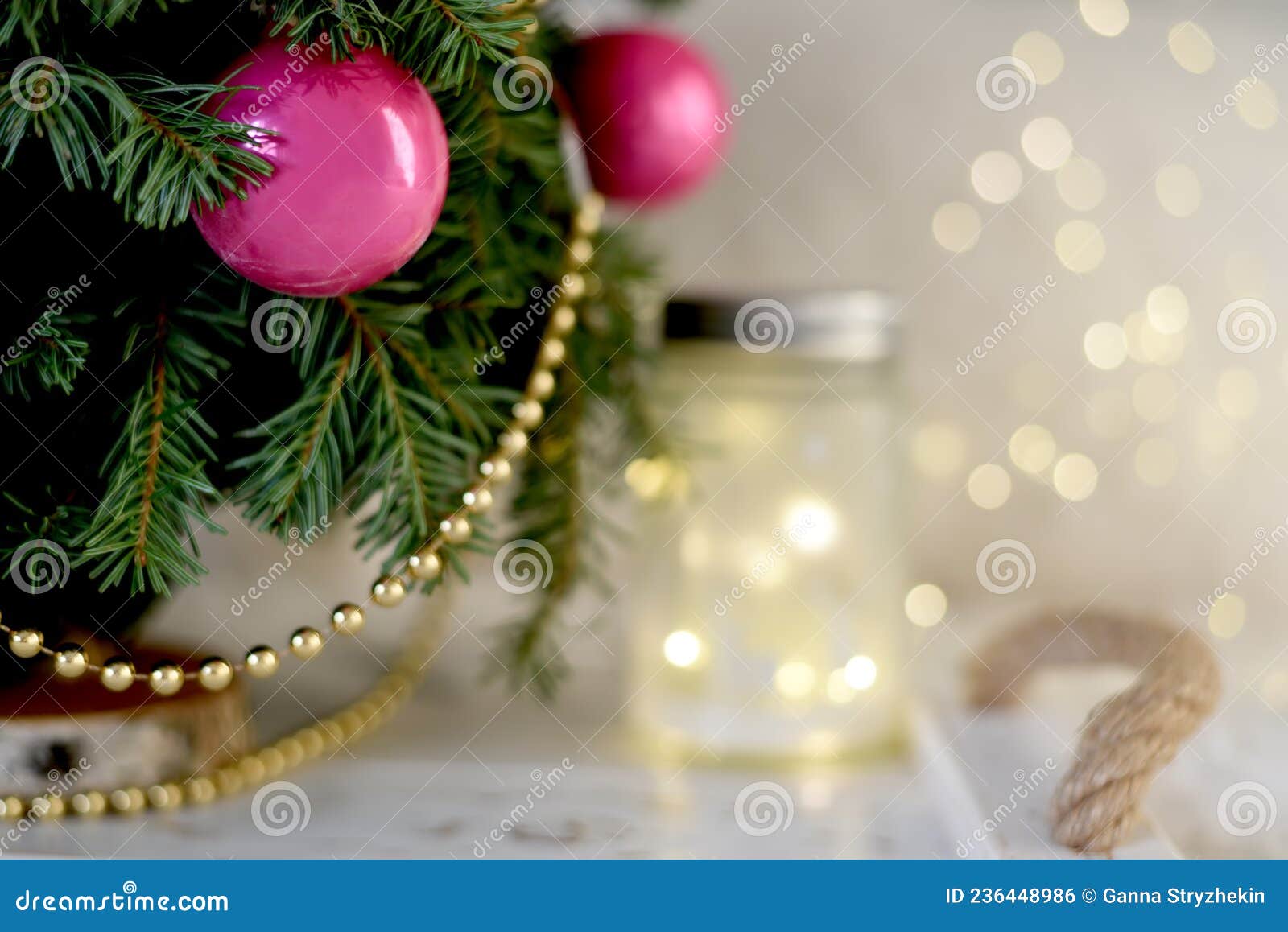 Christmas Tree and Garland Lights. Stock Photo Image of christmas, toys 236448986
