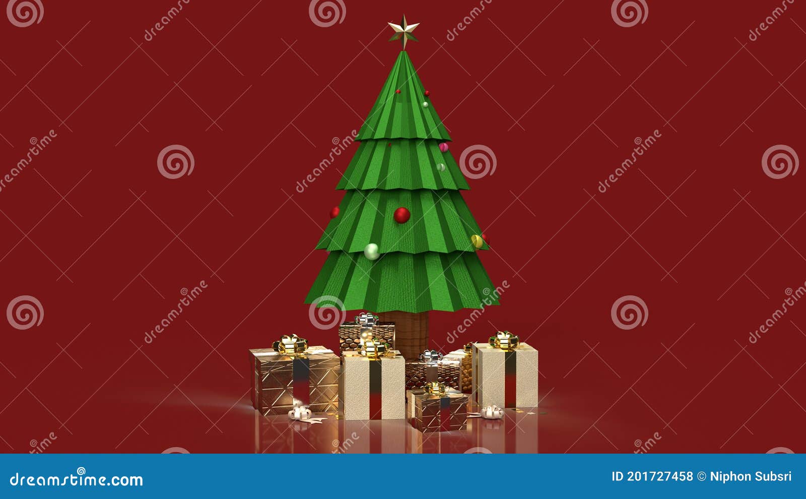 The Christmas Tree and Gift Boxes for Holiday Content 3d Rendering ...