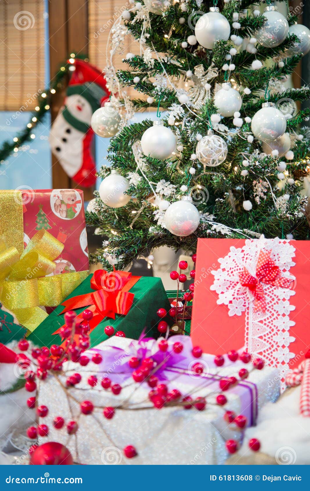 Christmas Tree and Gift Boxes. Stock Photo Image of season, gift