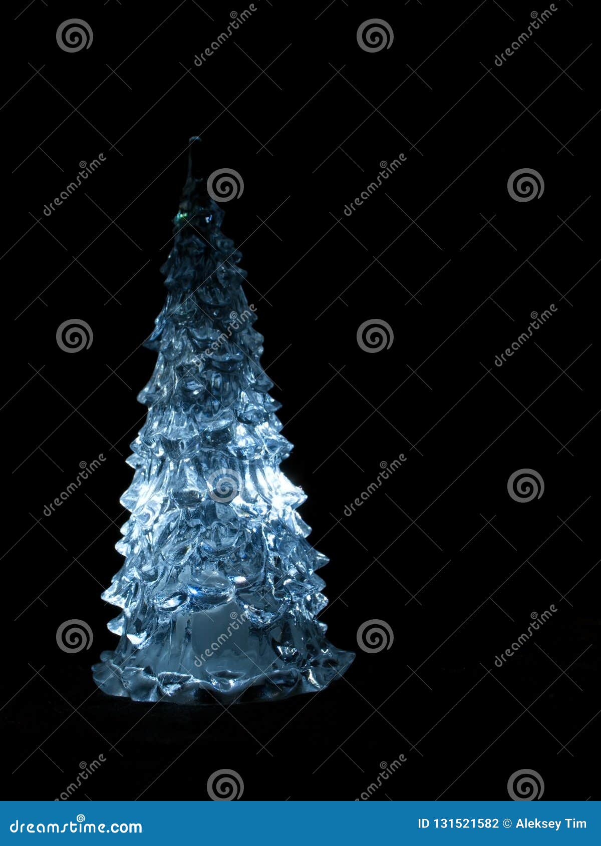 Christmas Tree Glowing in the Black Background Stock Photo Image of