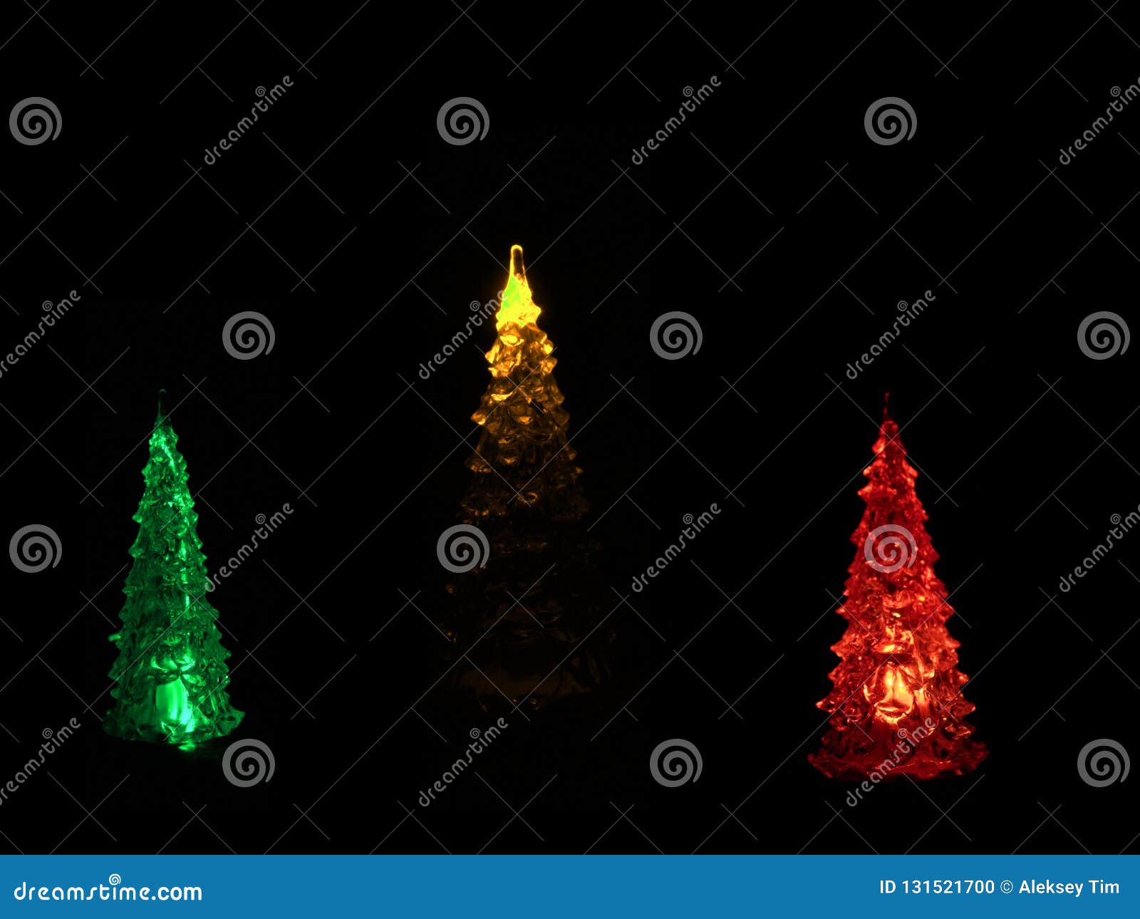 Christmas Tree Glowing in the Black Background Stock Photo Image of