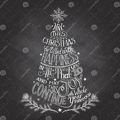 Christmas Tree Hand-lettering with Chalk Stock Vector - Illustration of ...