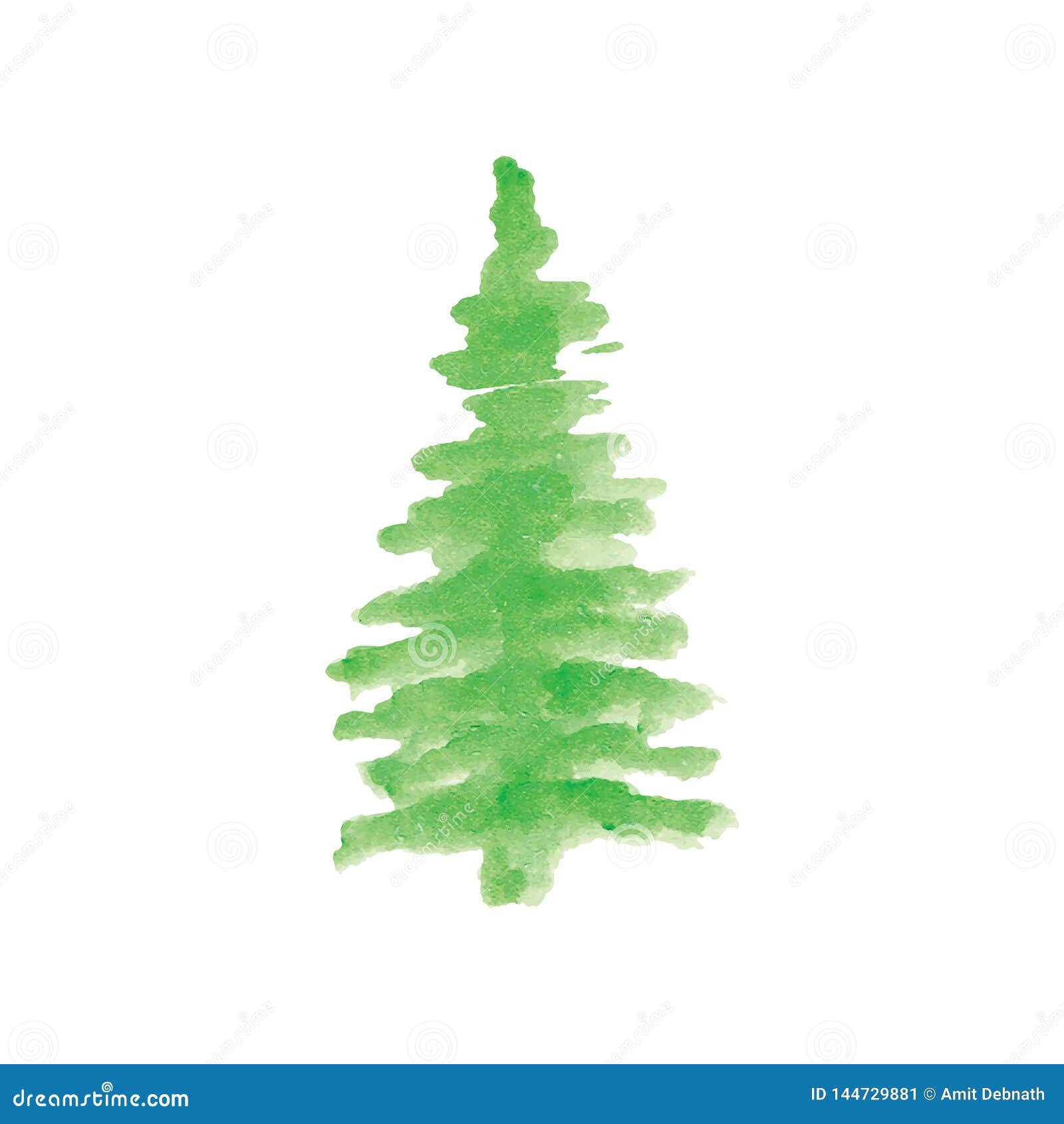 Download Christmas Tree With Hand Painted Watercolor Vector Stock Vector - Illustration of draw, drawing ...