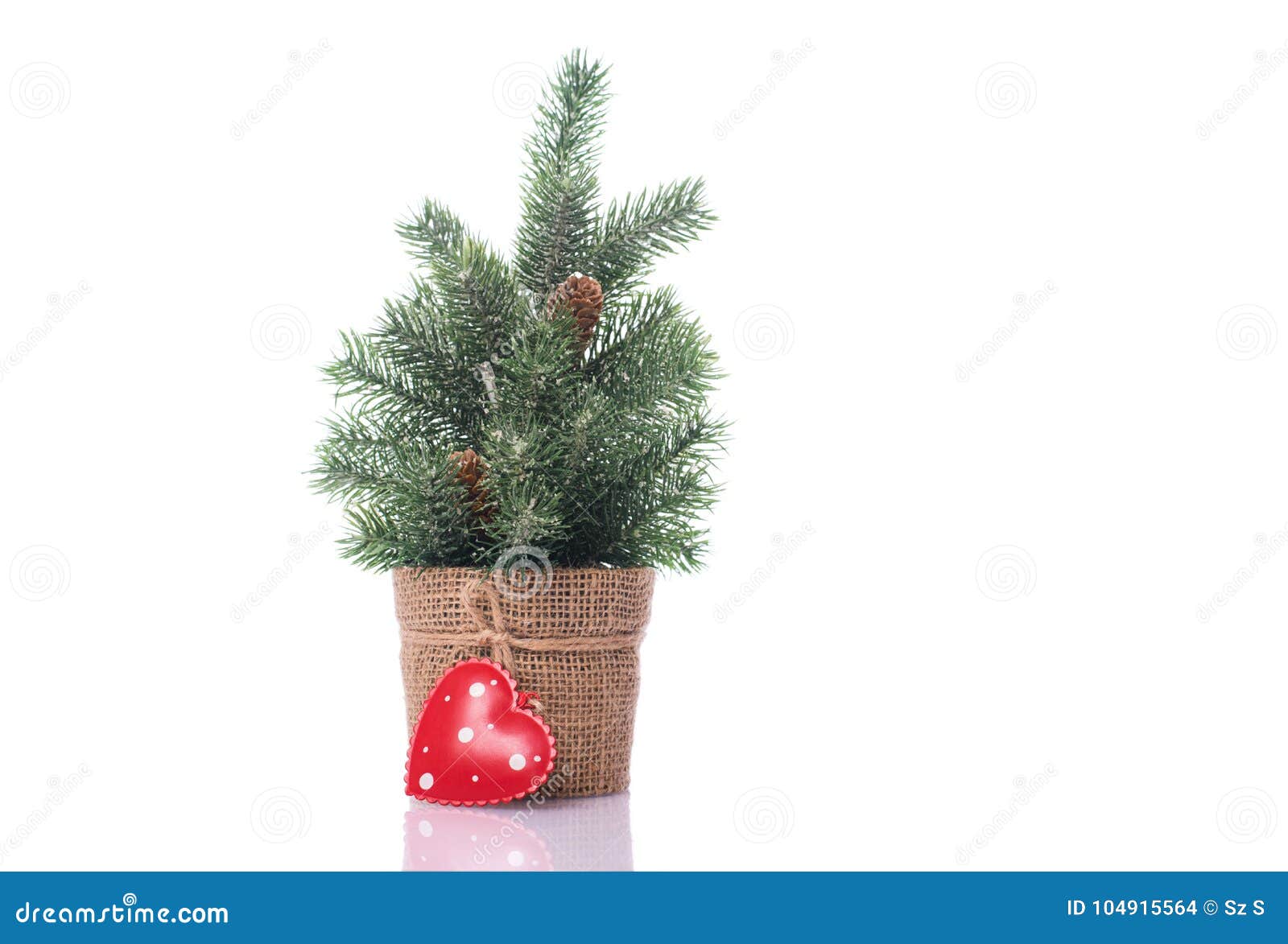 Download Christmas Tree With Heart Isolated White Stock Image of dotted love