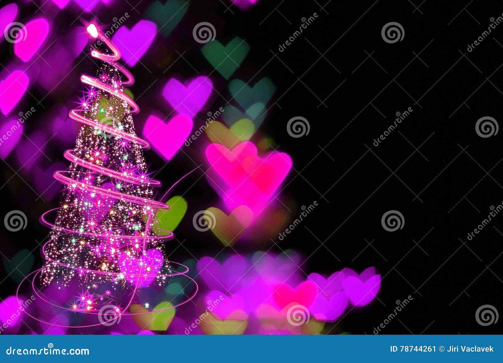 Christmas tree and hearts stock illustration. Illustration of