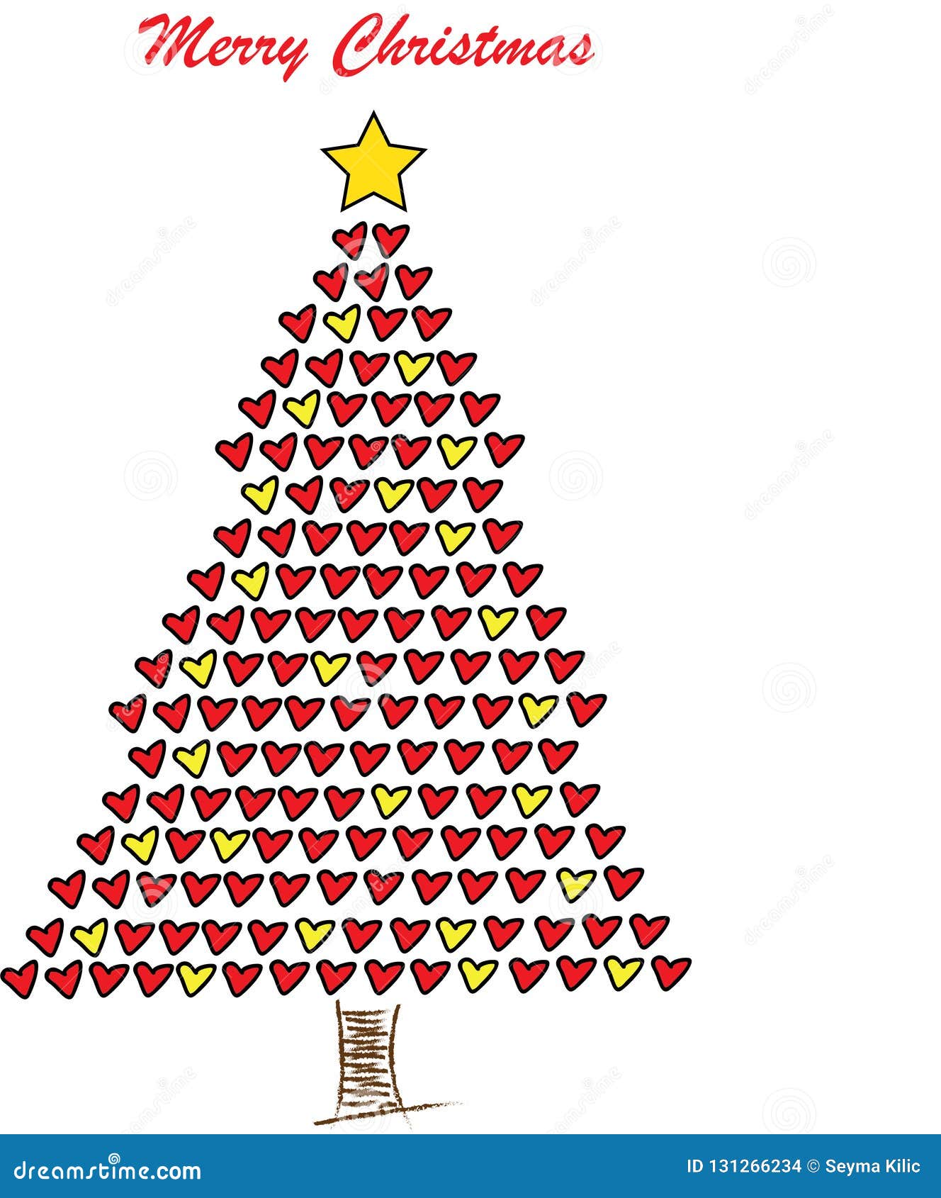 Christmas Tree with Hearts stock vector. Illustration of year 131266234