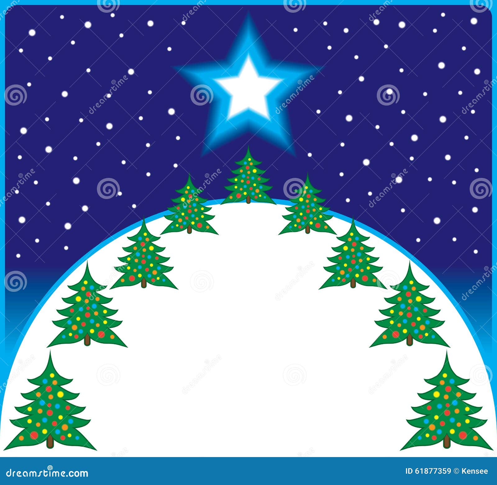 Christmas Tree Hill stock vector. Illustration of glowing 61877359