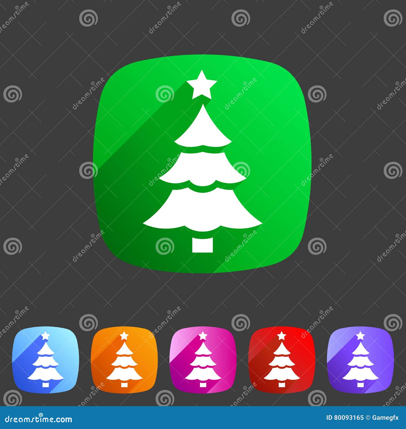 Christmas Tree Icon Flat  Sign Symbol Logo Label Stock Vector