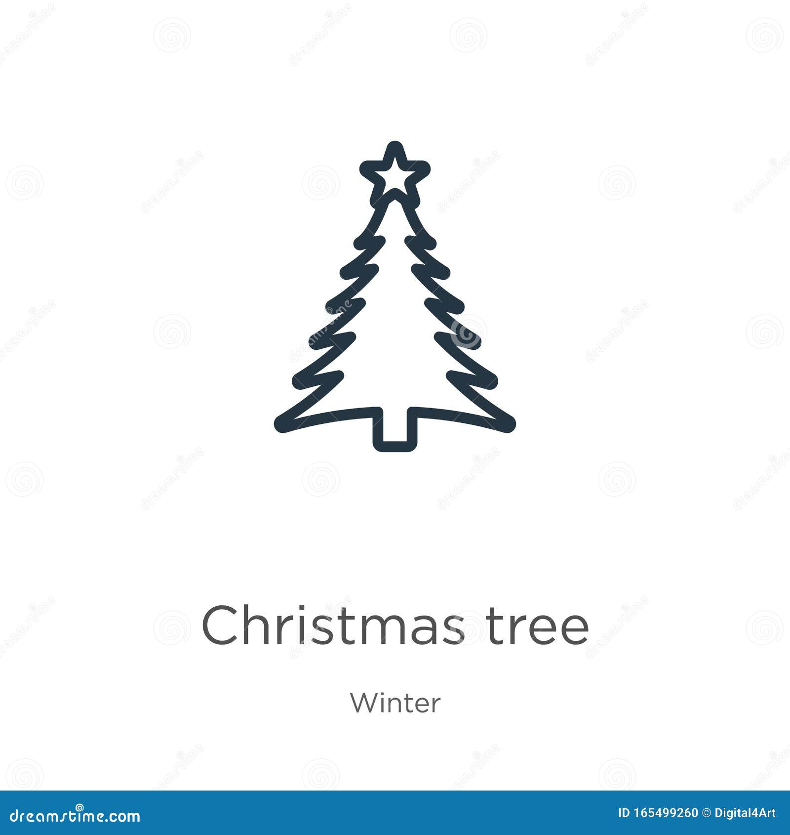 Download Christmas Tree Icon. Thin Linear Christmas Tree Outline ...