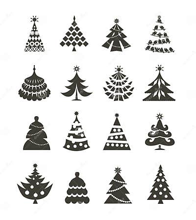 Christmas tree icons stock vector. Illustration of bullfinch - 35002151