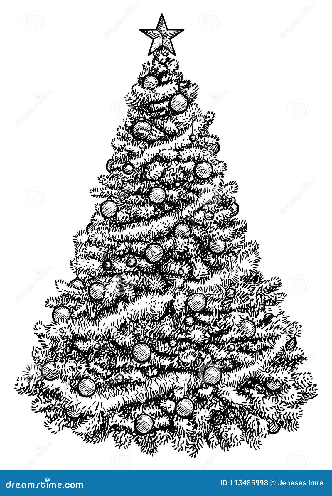 How to draw a Christmas tree step by step