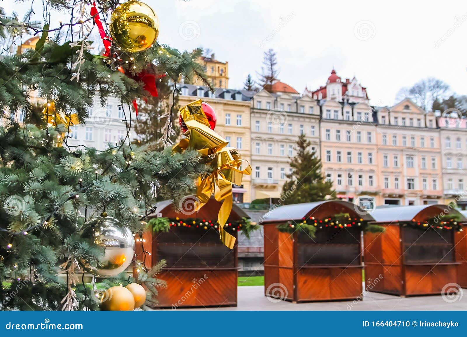 Christmas Tree in Karlovy Vary, Czech Republic Stock Photo Image of