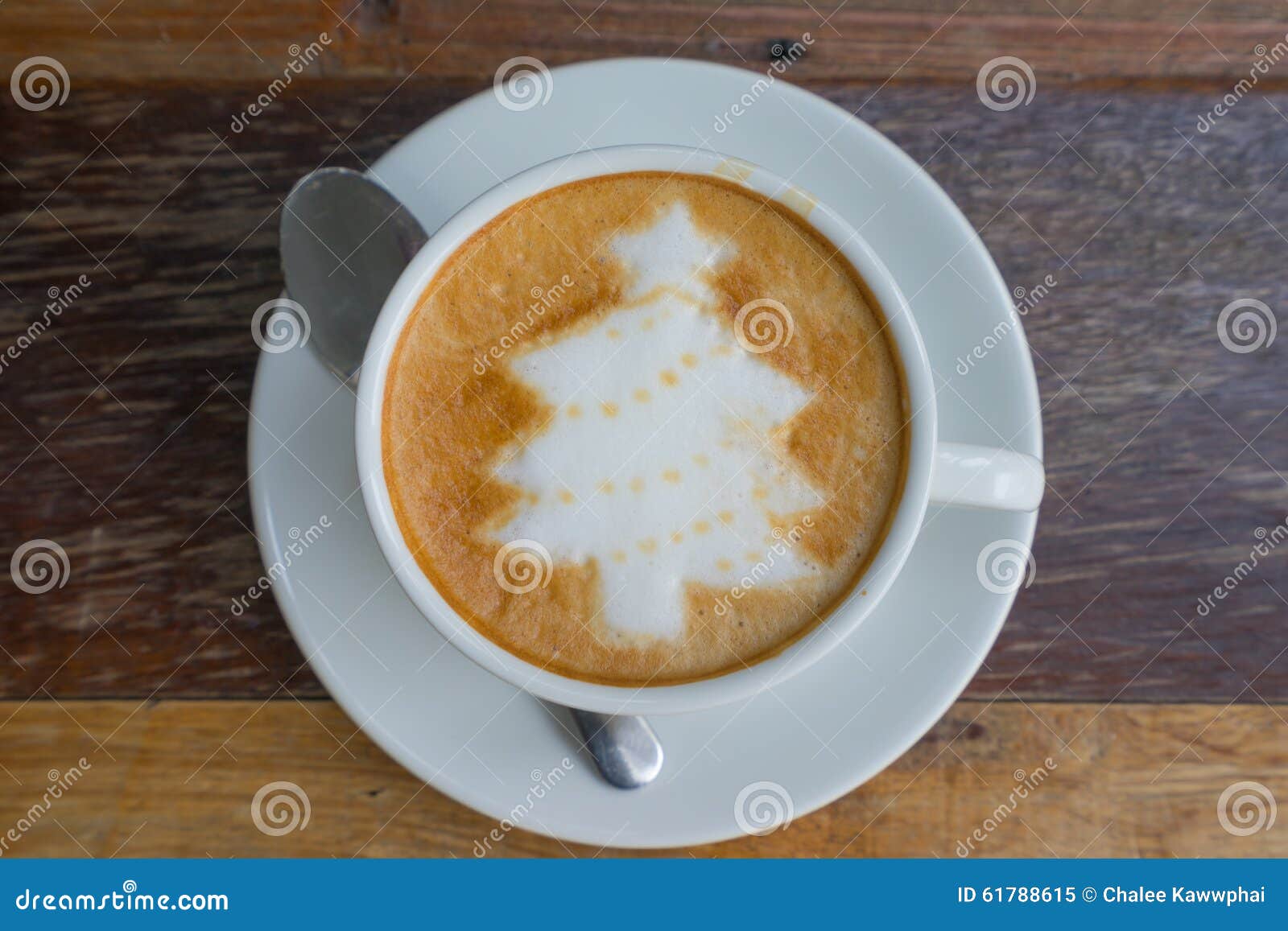 Christmas Tree Latte Art Coffee Stock Image - Image of cream