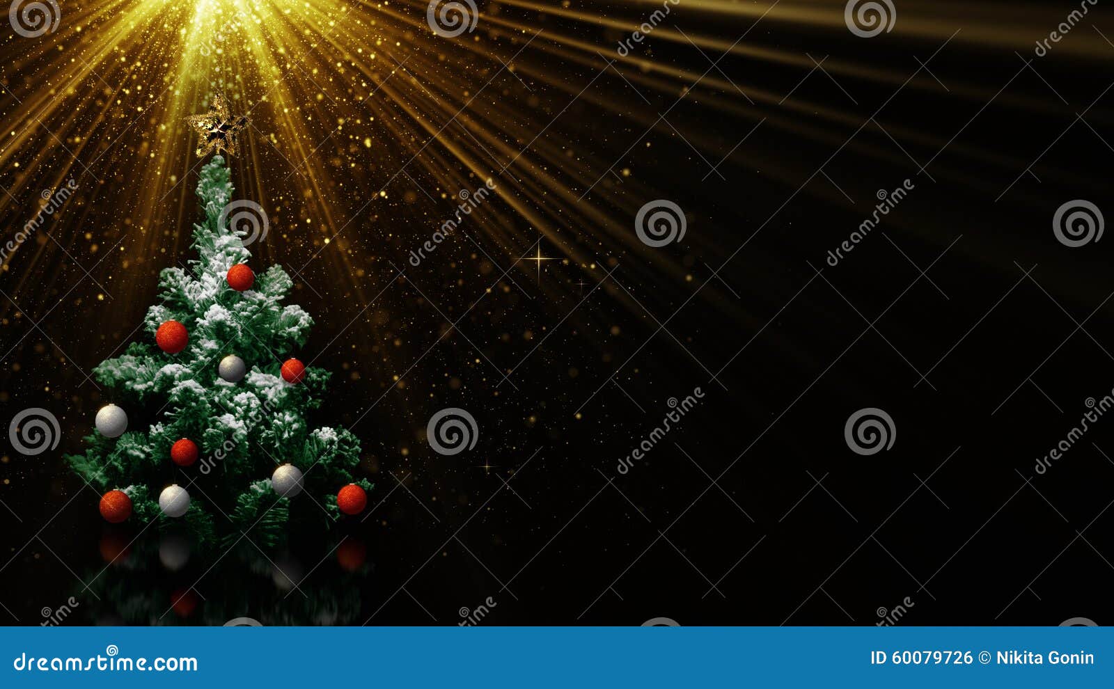 Christmas Tree in Light Rays Stock Illustration Illustration of