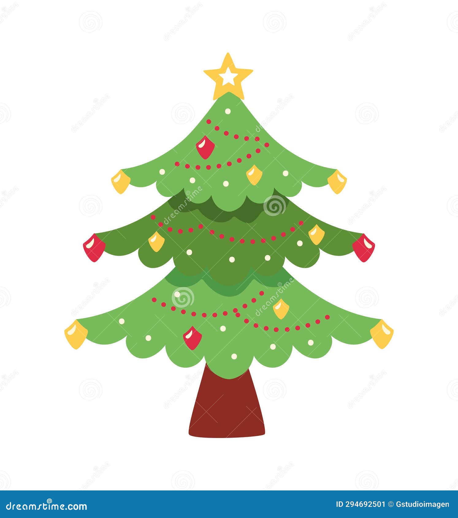 Christmas tree with lights stock illustration. Illustration of year