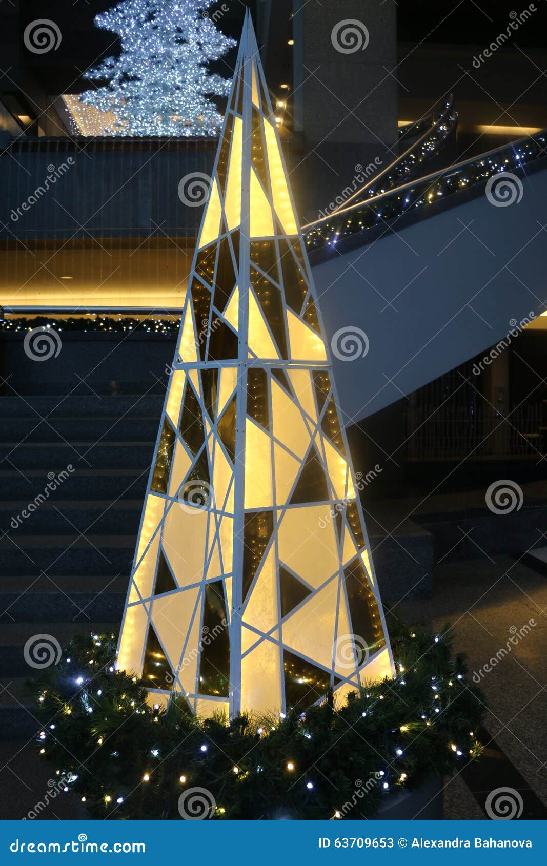 Christmas Tree, Lights and Decorations, Montreal Stock Image Image of