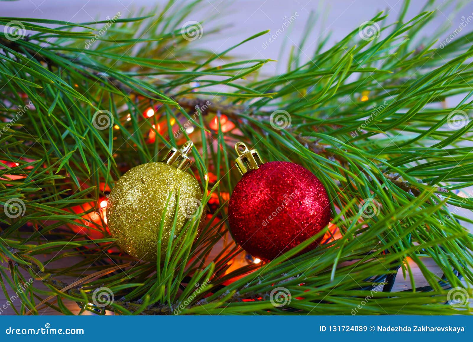 Christmas Tree and Lights Garland. Stock Image Image of decoration, design 131724089