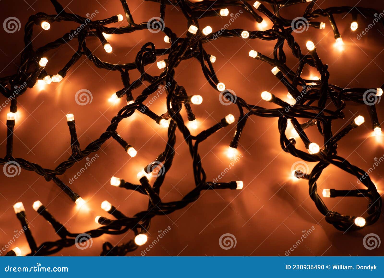 Christmas Tree Lights on an Gold Background Stock Photo Image of